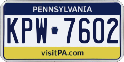 PA license plate KPW7602