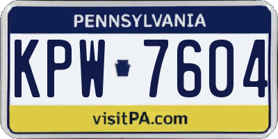 PA license plate KPW7604