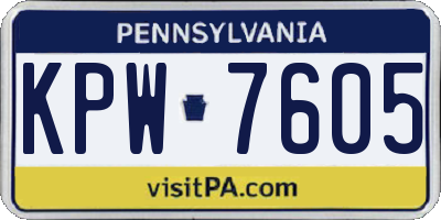 PA license plate KPW7605