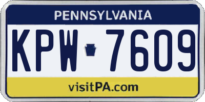 PA license plate KPW7609