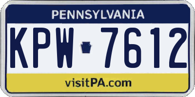 PA license plate KPW7612