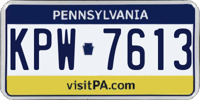 PA license plate KPW7613