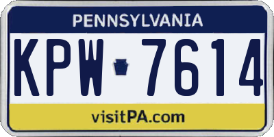 PA license plate KPW7614
