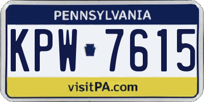 PA license plate KPW7615