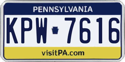 PA license plate KPW7616