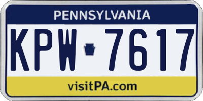 PA license plate KPW7617