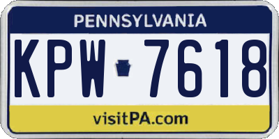 PA license plate KPW7618