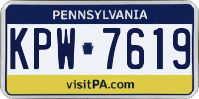 PA license plate KPW7619