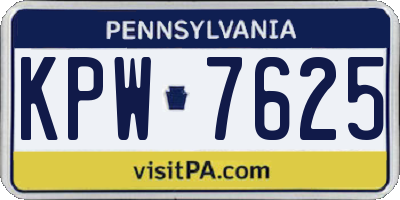 PA license plate KPW7625