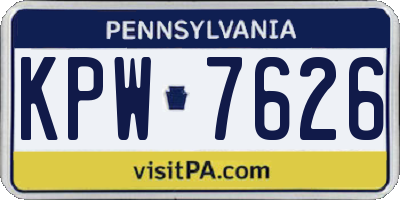 PA license plate KPW7626