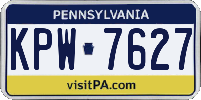 PA license plate KPW7627