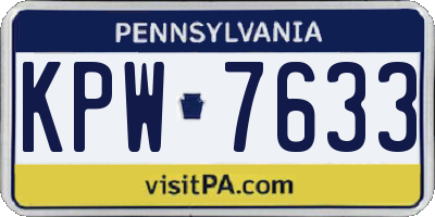 PA license plate KPW7633