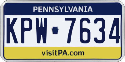 PA license plate KPW7634