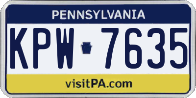 PA license plate KPW7635