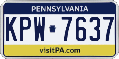 PA license plate KPW7637