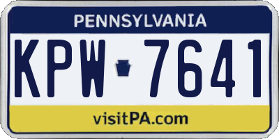 PA license plate KPW7641
