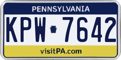PA license plate KPW7642
