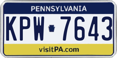 PA license plate KPW7643