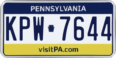 PA license plate KPW7644
