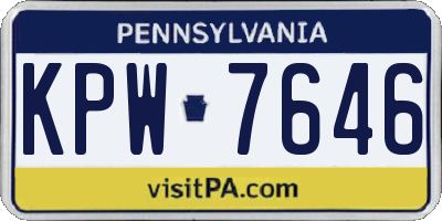 PA license plate KPW7646