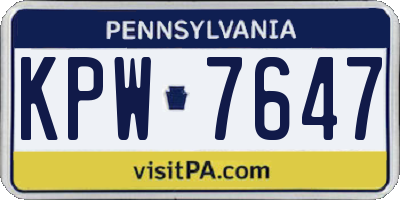 PA license plate KPW7647
