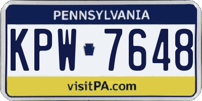 PA license plate KPW7648