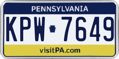 PA license plate KPW7649