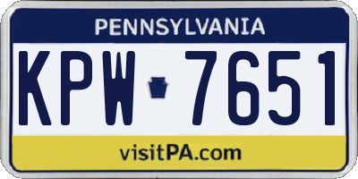 PA license plate KPW7651