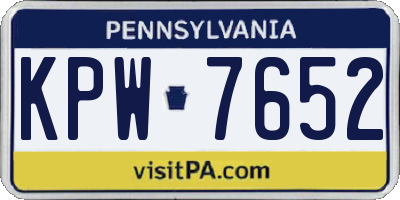 PA license plate KPW7652
