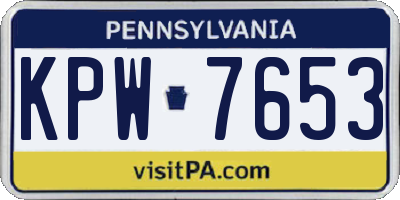PA license plate KPW7653