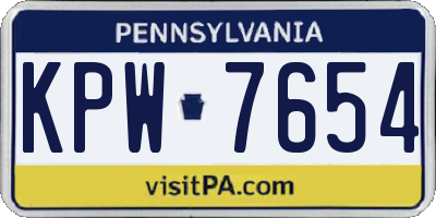 PA license plate KPW7654