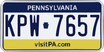 PA license plate KPW7657