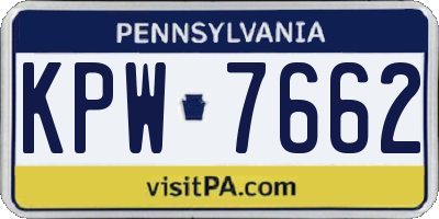 PA license plate KPW7662
