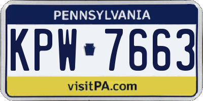 PA license plate KPW7663