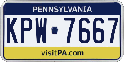PA license plate KPW7667