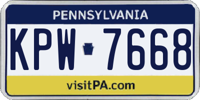 PA license plate KPW7668