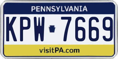 PA license plate KPW7669