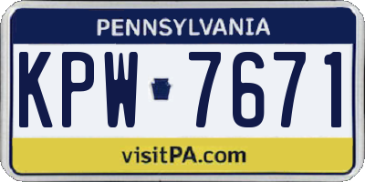 PA license plate KPW7671