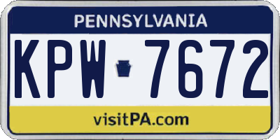 PA license plate KPW7672