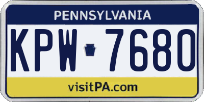 PA license plate KPW7680