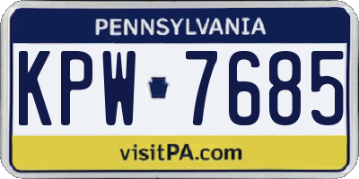 PA license plate KPW7685