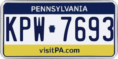 PA license plate KPW7693