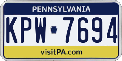 PA license plate KPW7694