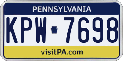 PA license plate KPW7698
