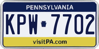 PA license plate KPW7702