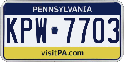PA license plate KPW7703