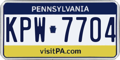 PA license plate KPW7704