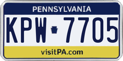 PA license plate KPW7705