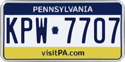 PA license plate KPW7707