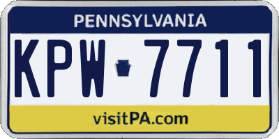 PA license plate KPW7711